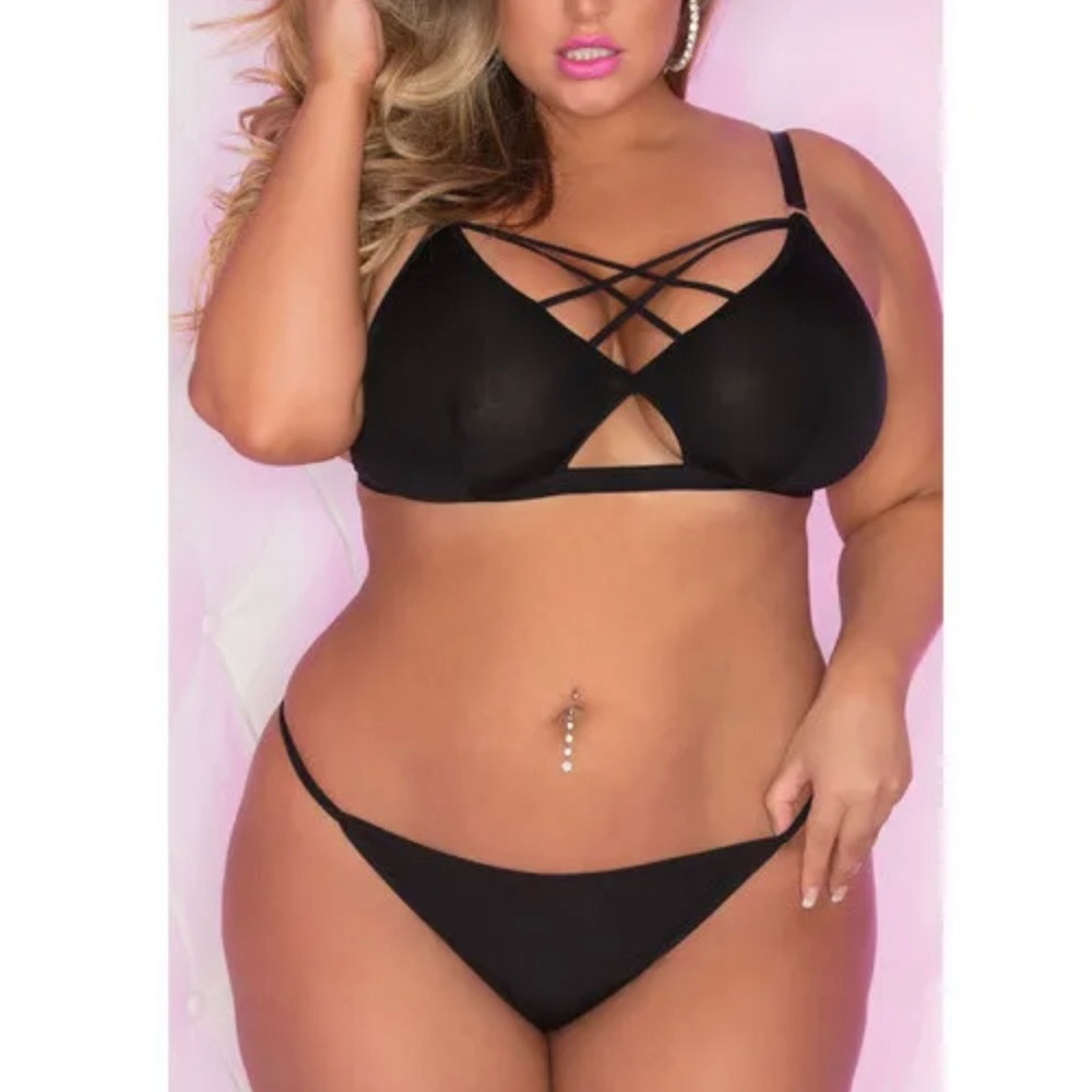 Black Bra & Panty Set for Valentines 3X 4X